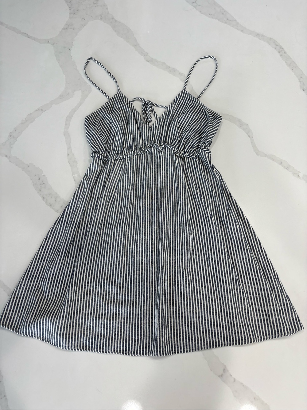 Speechless Navy and White Striped Spaghetti Strap Dress - babydoll Dress